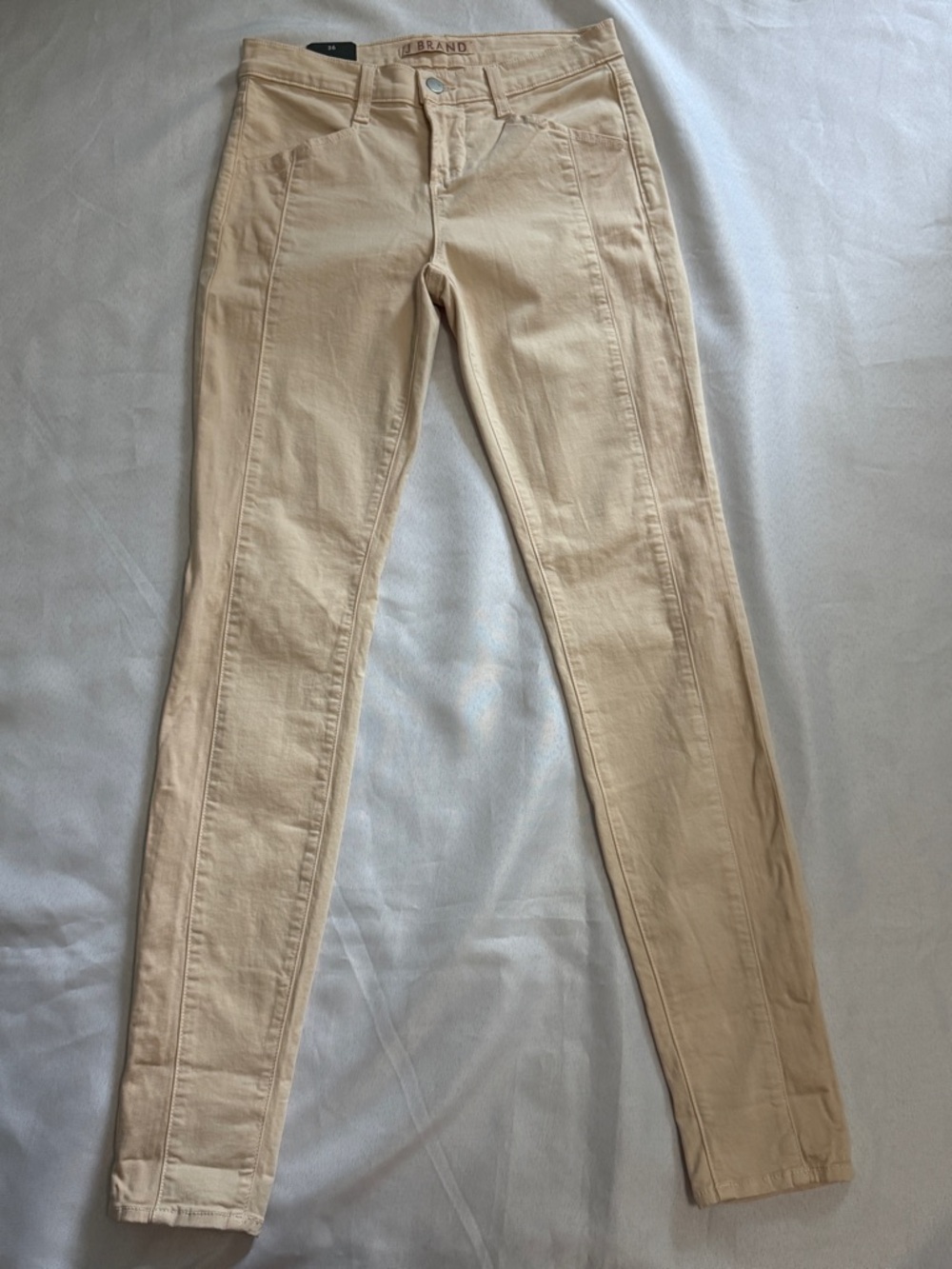 NWT J Brand Kinsey Pieced Skinny Jeans in Cream / Tan Size 26 - Picture 6 of 7